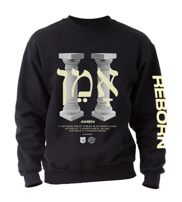 Hebrew black crewneck sweatshirt WRLDFMS
